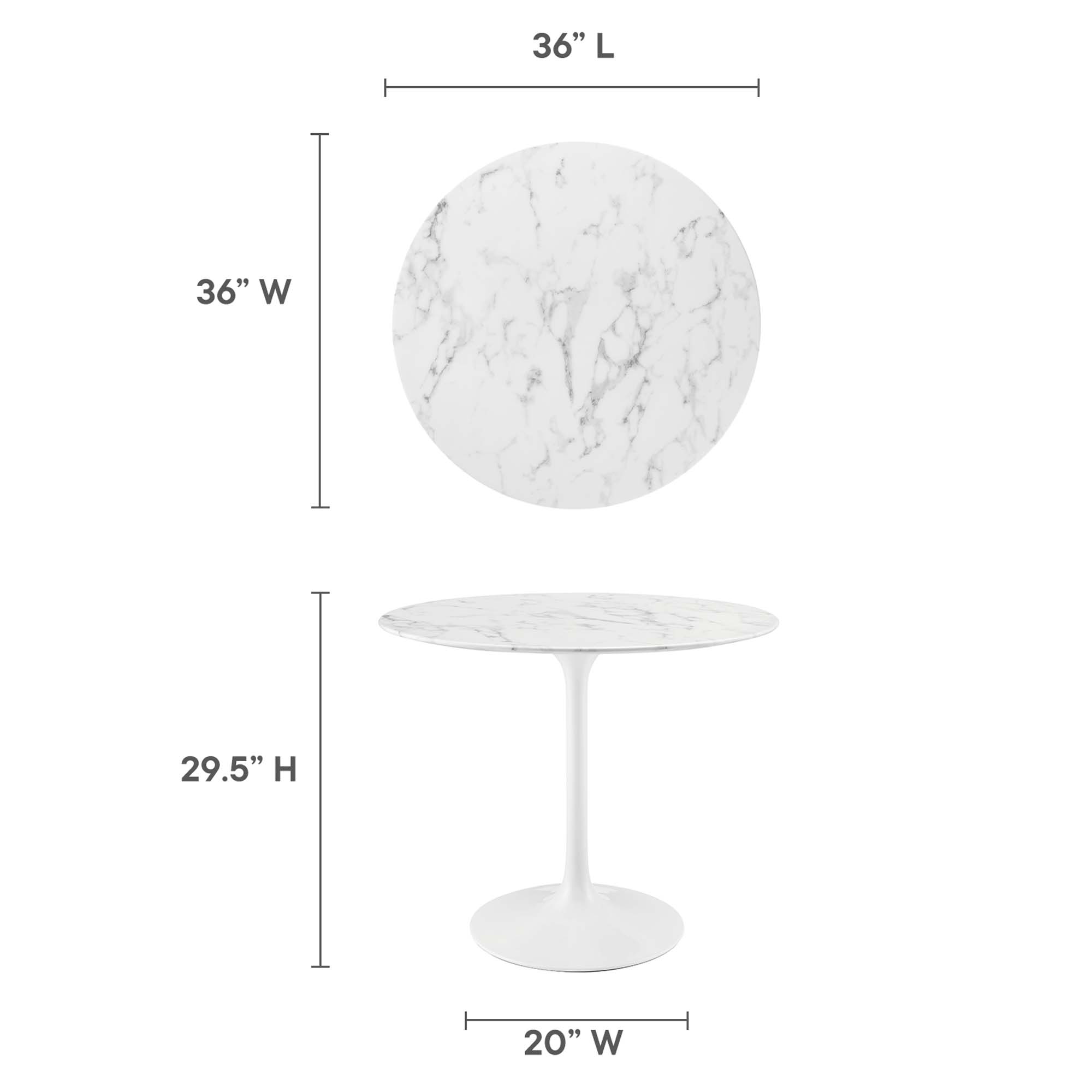 Lippa 36" Round Faux Marble Dining Table by Modway - Image 3