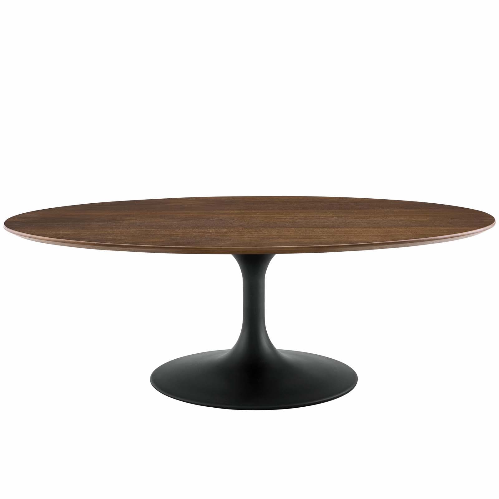 Lippa 48" Oval-Shaped Walnut Coffee Table in Black and Walnut by Modway