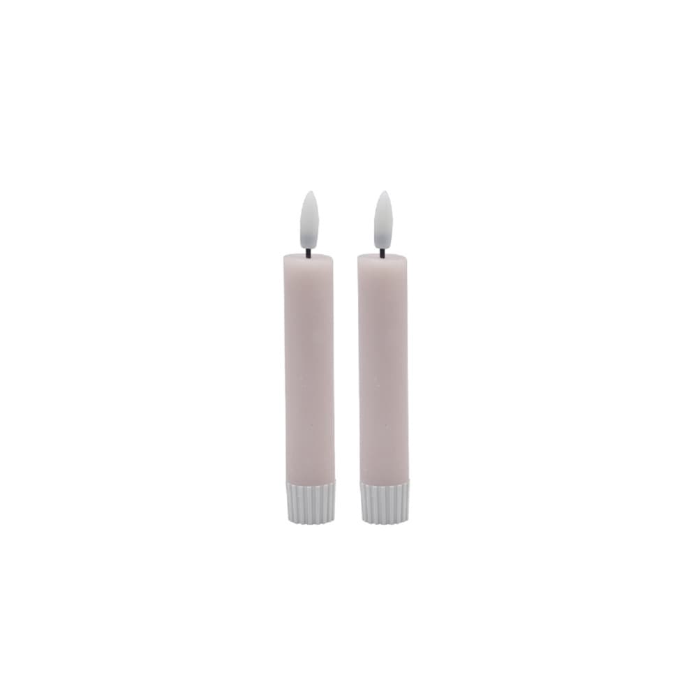 Small Pink Flameless Taper Candle Set of 2 by BIDKhome