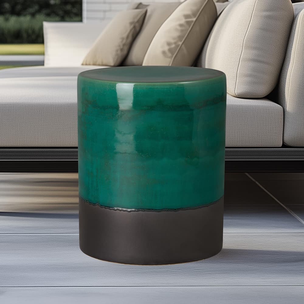 Large Two-Tone Green Garden Stool by Emissary - Image 2