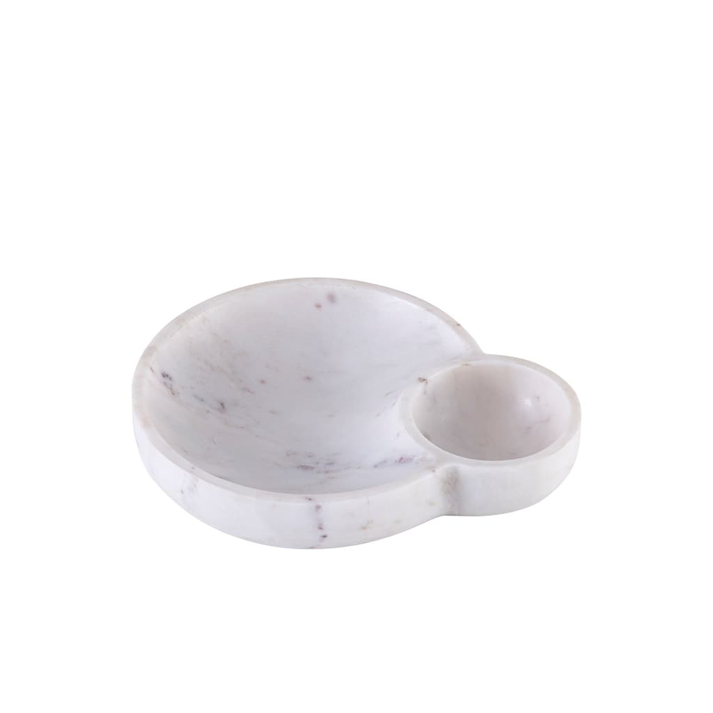 White Marble Dip Bowl Platter by BIDKhome - Image 3