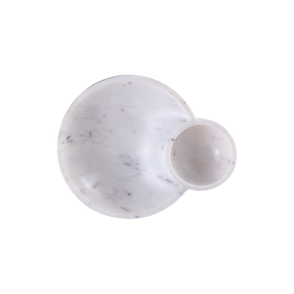 White Marble Dip Bowl Platter by BIDKhome - Image 4