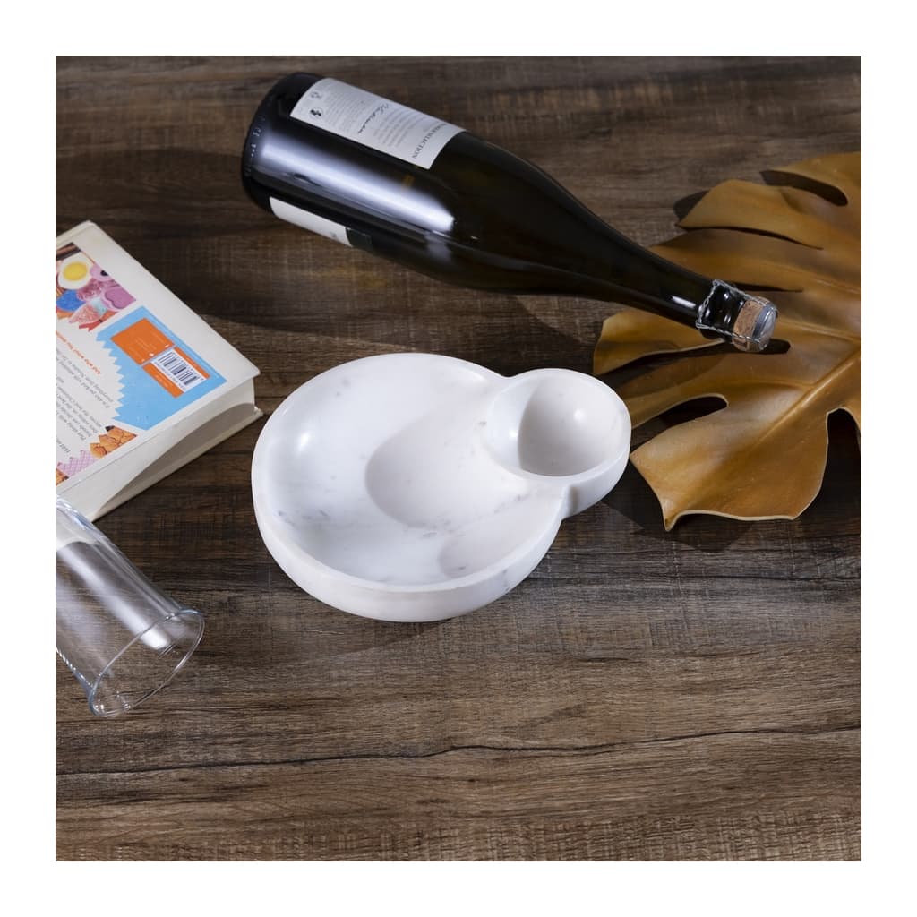 White Marble Dip Bowl Platter by BIDKhome - Image 5