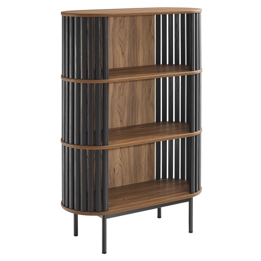Fortitude Three Tier Display Cabinet in Walnut Black by Modway