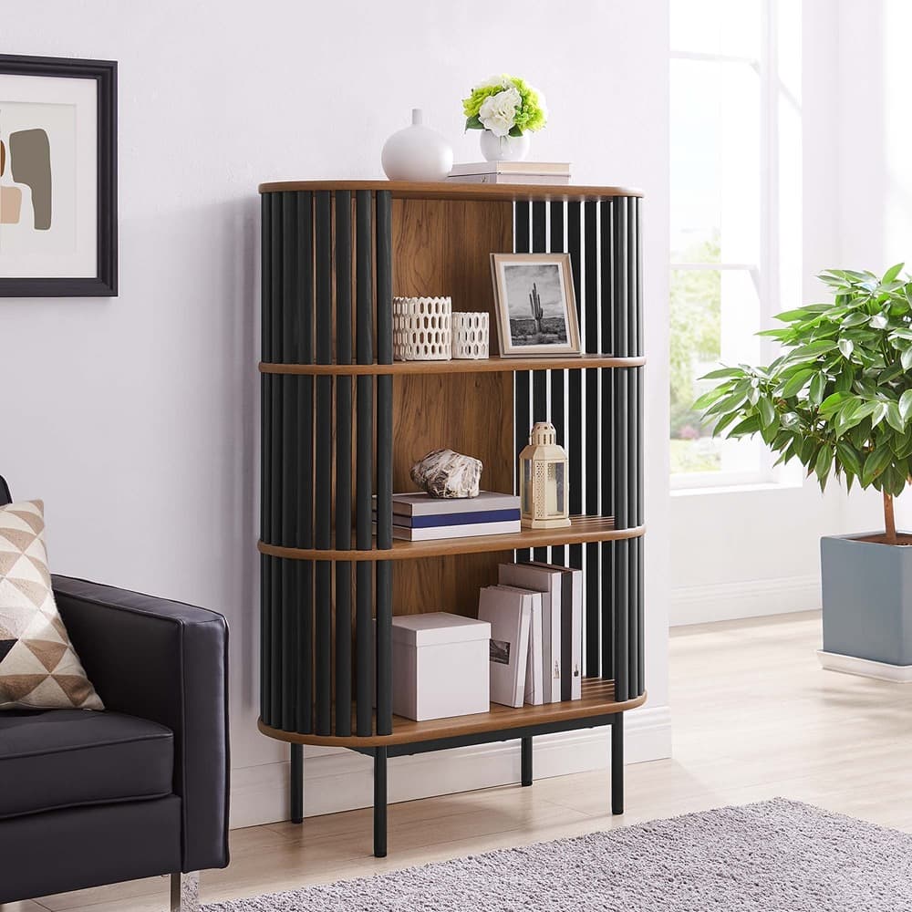 Fortitude Three Tier Display Cabinet in Walnut Black by Modway - Image 9