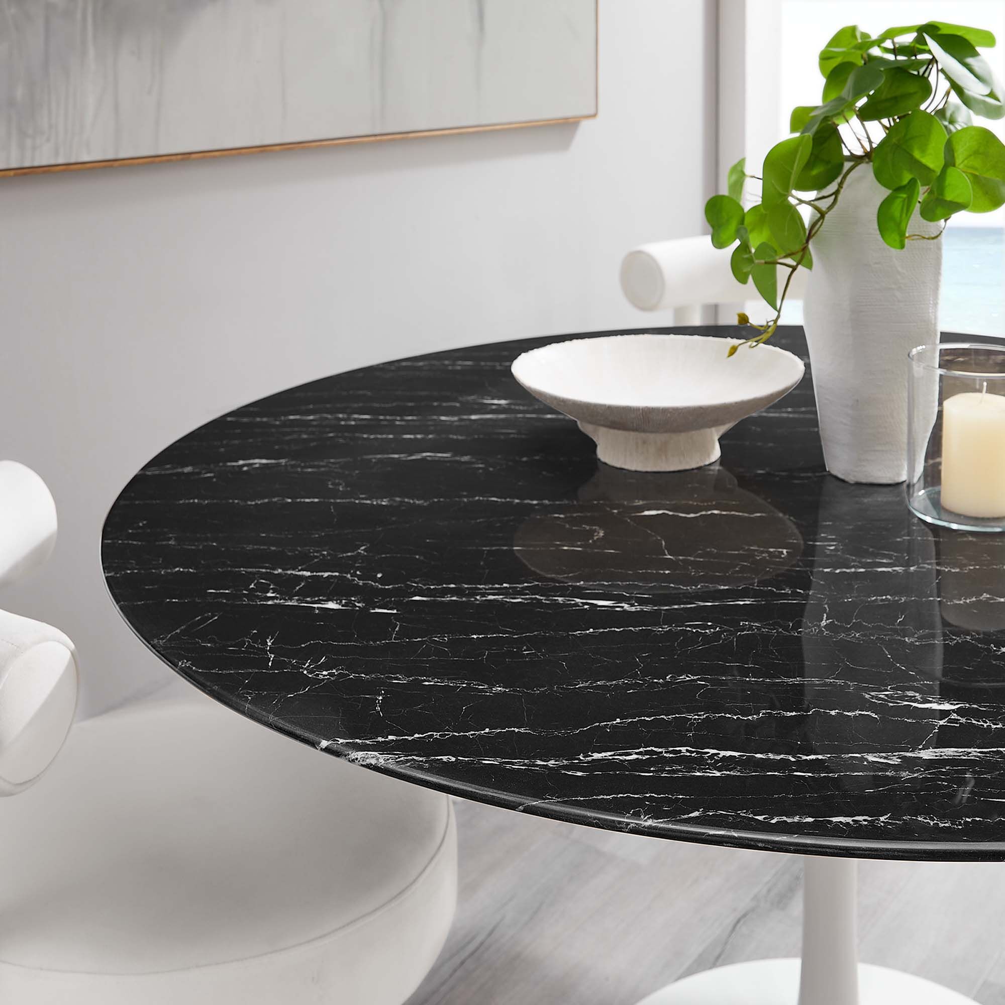 Lippa 60" Round Faux Marble Dining Table by Modway - Image 7