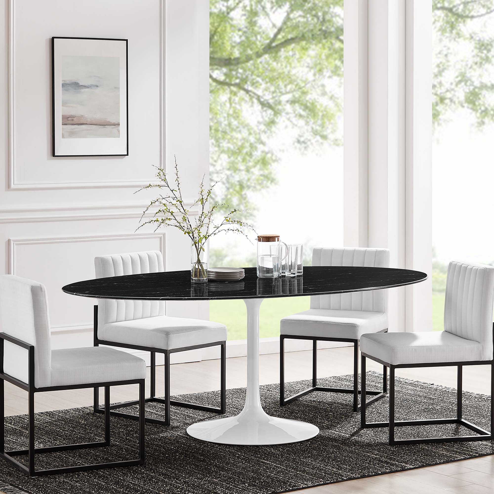 Lippa 78" Oval Faux Marble Dining Table by Modway - Image 6