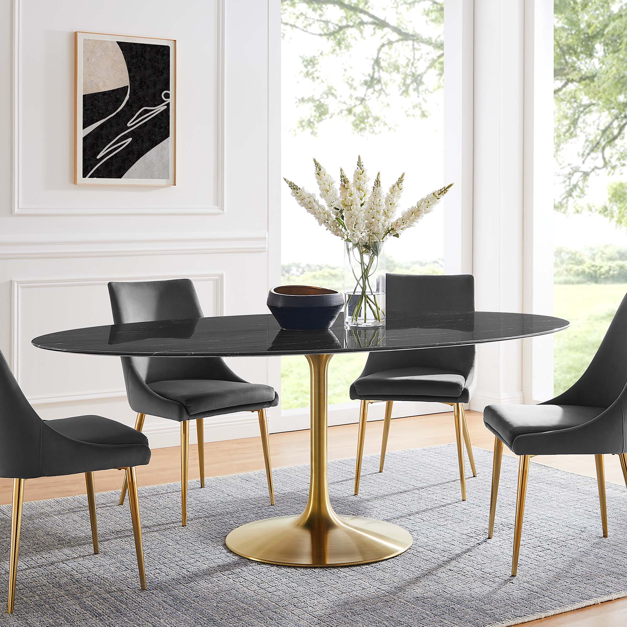 Lippa 78" Oval Faux Marble Dining Table by Modway - Image 6
