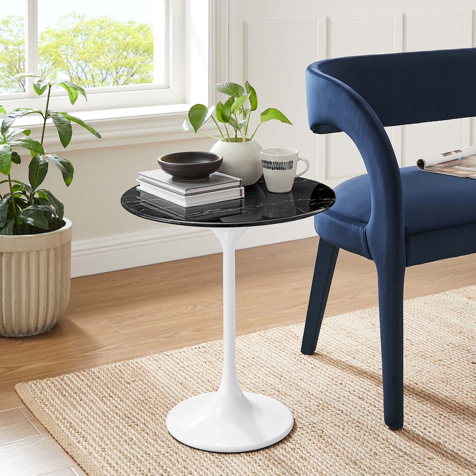 Lippa 20" Round Faux Marble Side Table by Modway - Image 6