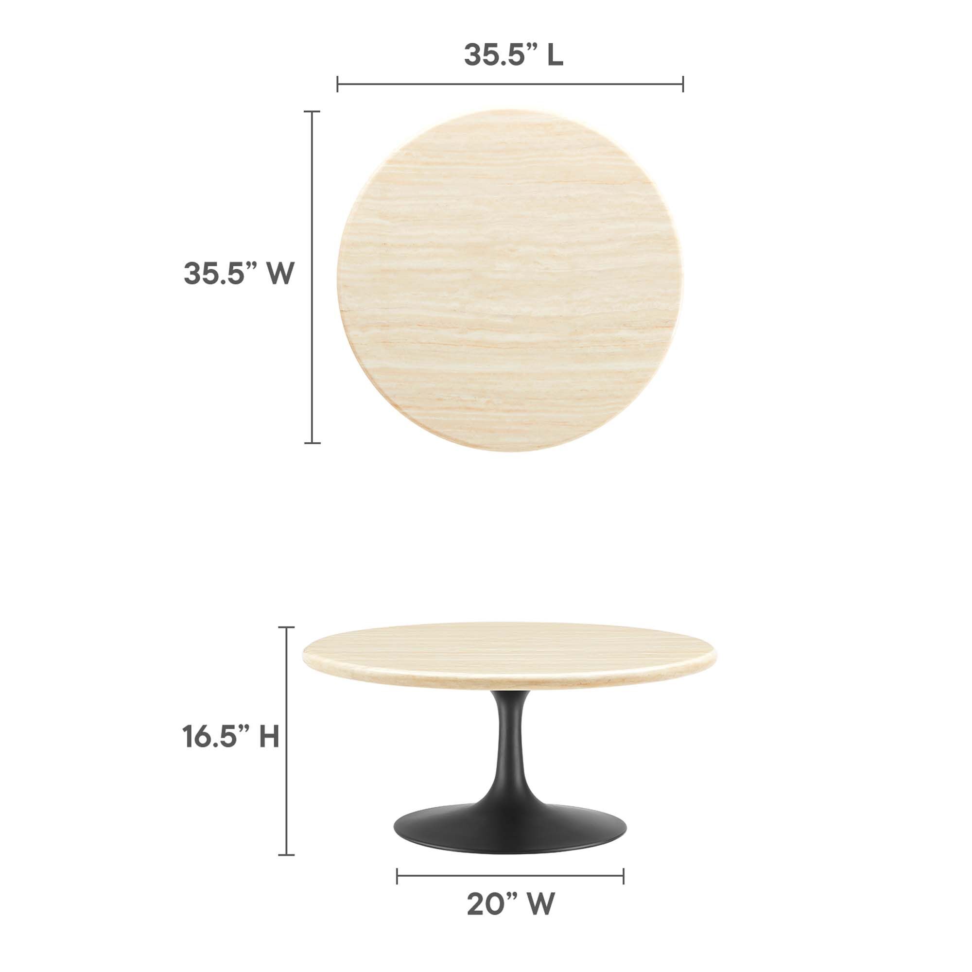 Lippa 36" Round Faux Travertine Coffee Table by Modway - Image 3