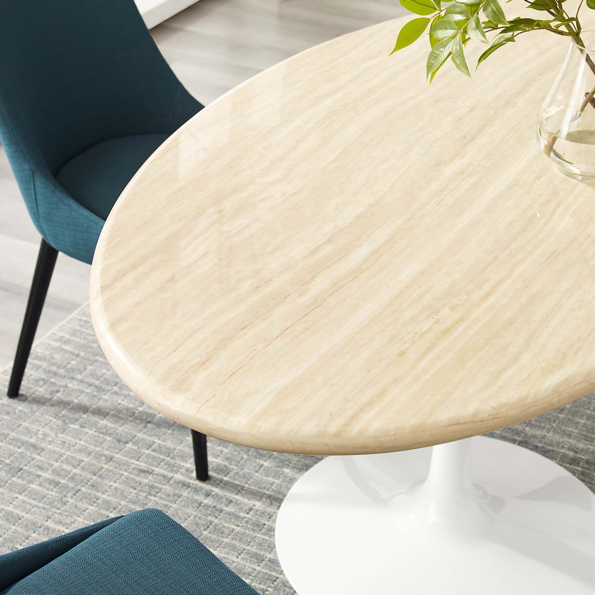 Lippa 60" Oval Faux Travertine Dining Table by Modway - Image 7