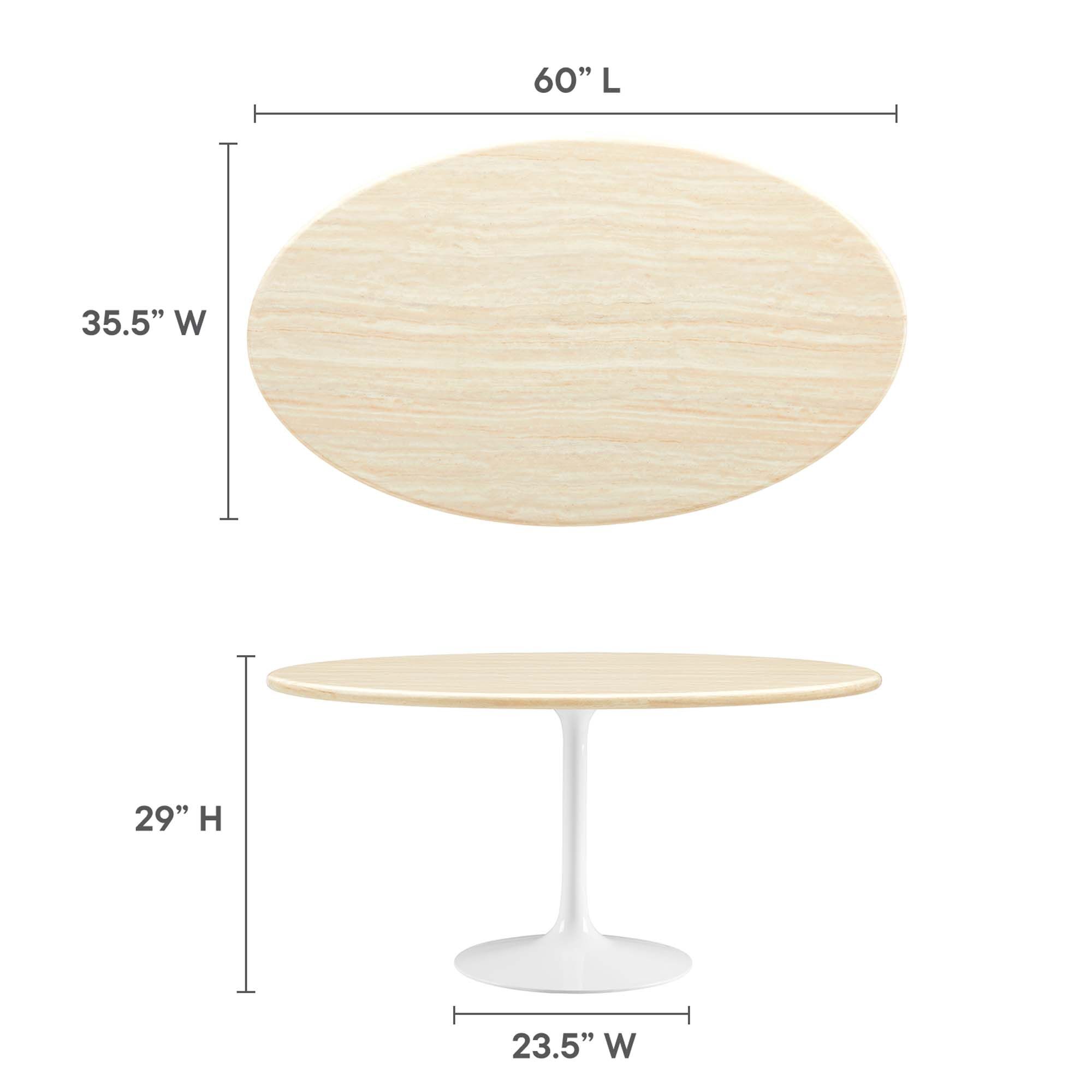 Lippa 60" Oval Faux Travertine Dining Table by Modway - Image 3