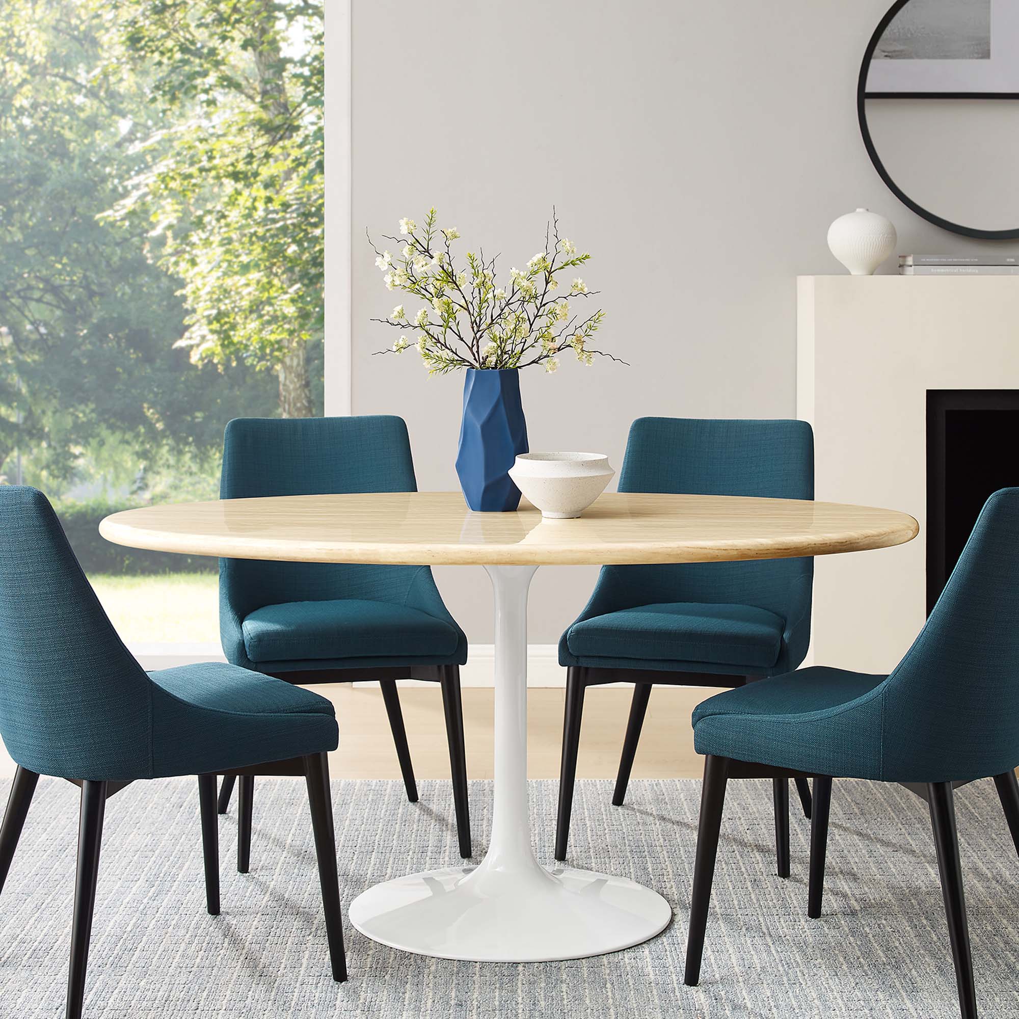 Lippa 60" Oval Faux Travertine Dining Table by Modway - Image 8