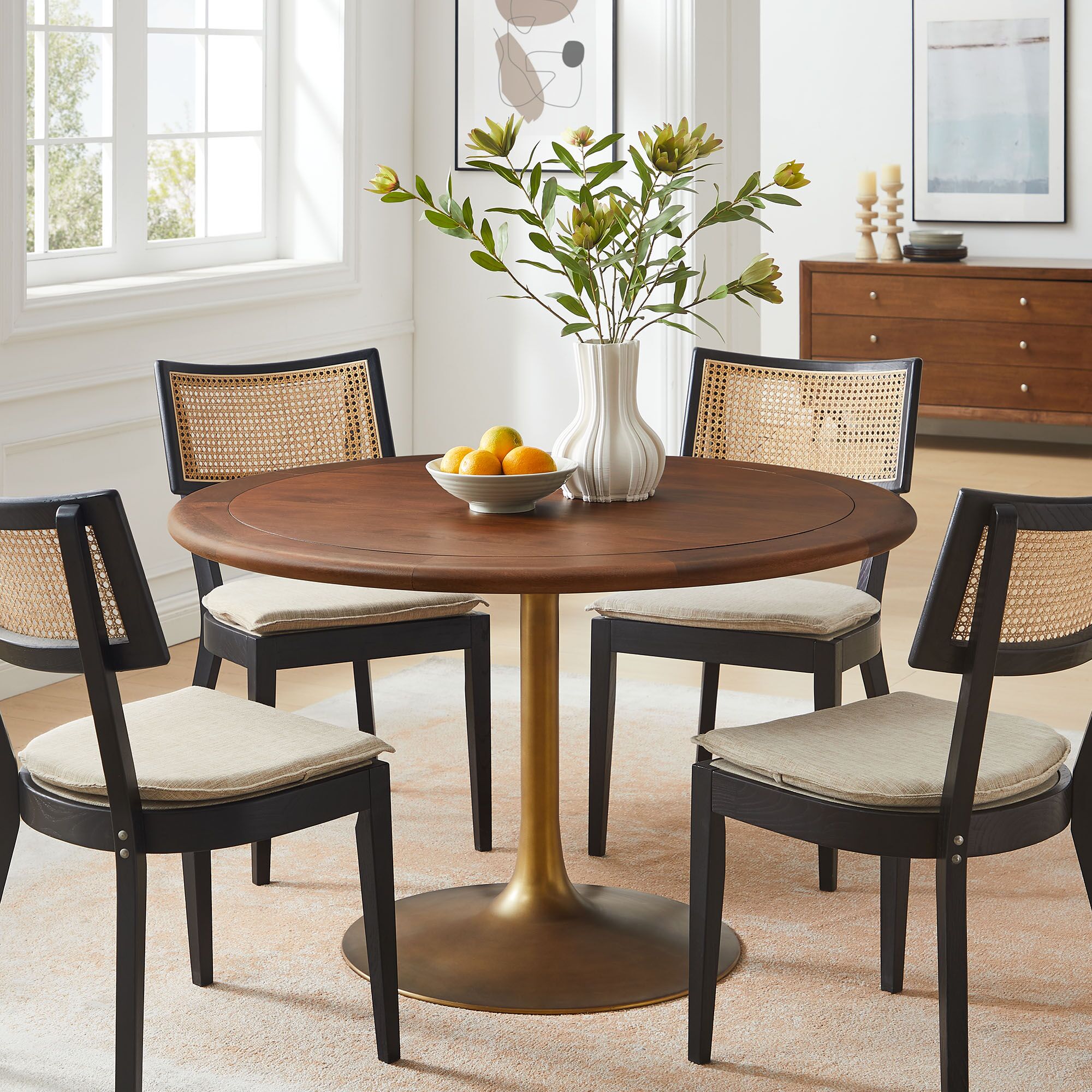 Lippa 48" Round Pedestal Solid Wood Dining Table by Modway - Image 7