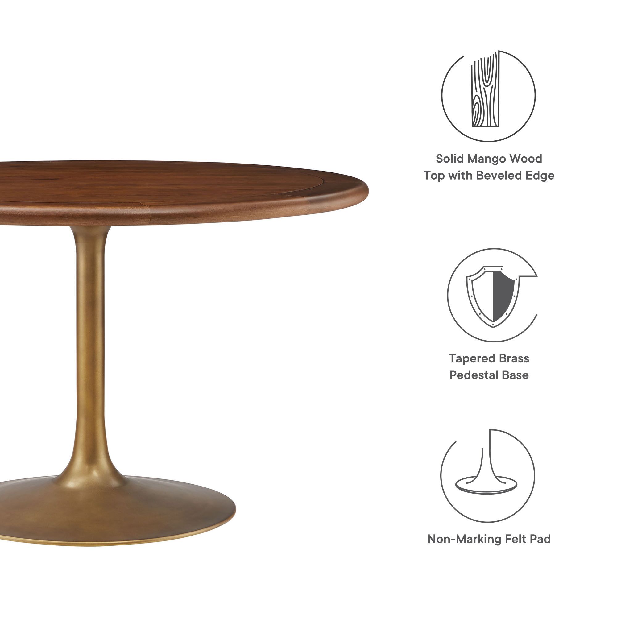 Lippa 48" Round Pedestal Solid Wood Dining Table by Modway - Image 2
