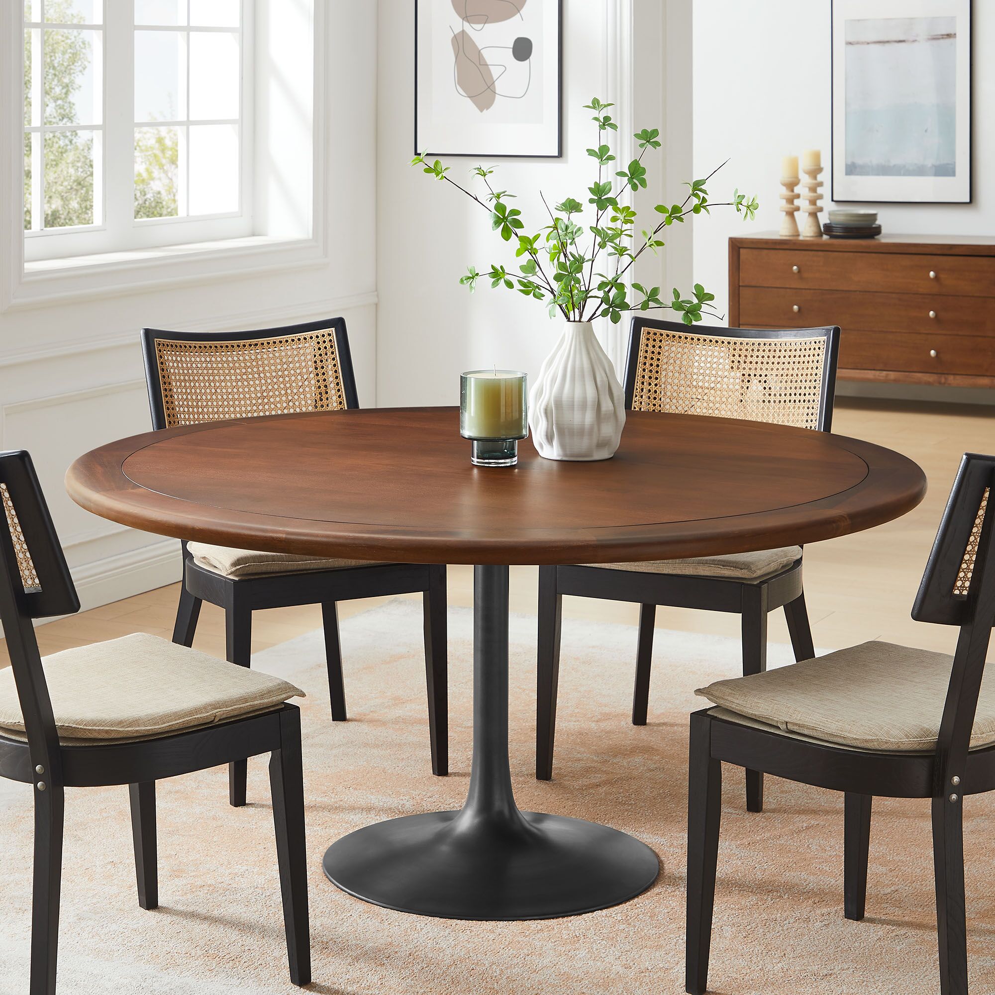 Lippa 60" Round Pedestal Solid Wood Dining Table by Modway - Image 7
