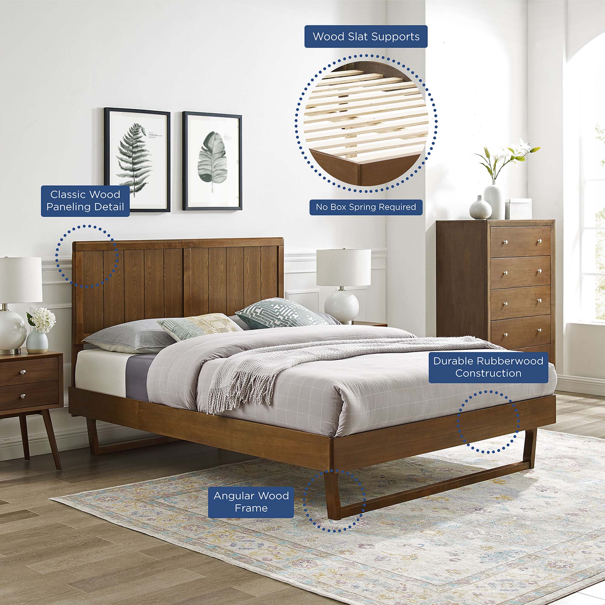 Alana Wood Full Platform Bed With Angular Frame by Modway - Image 9