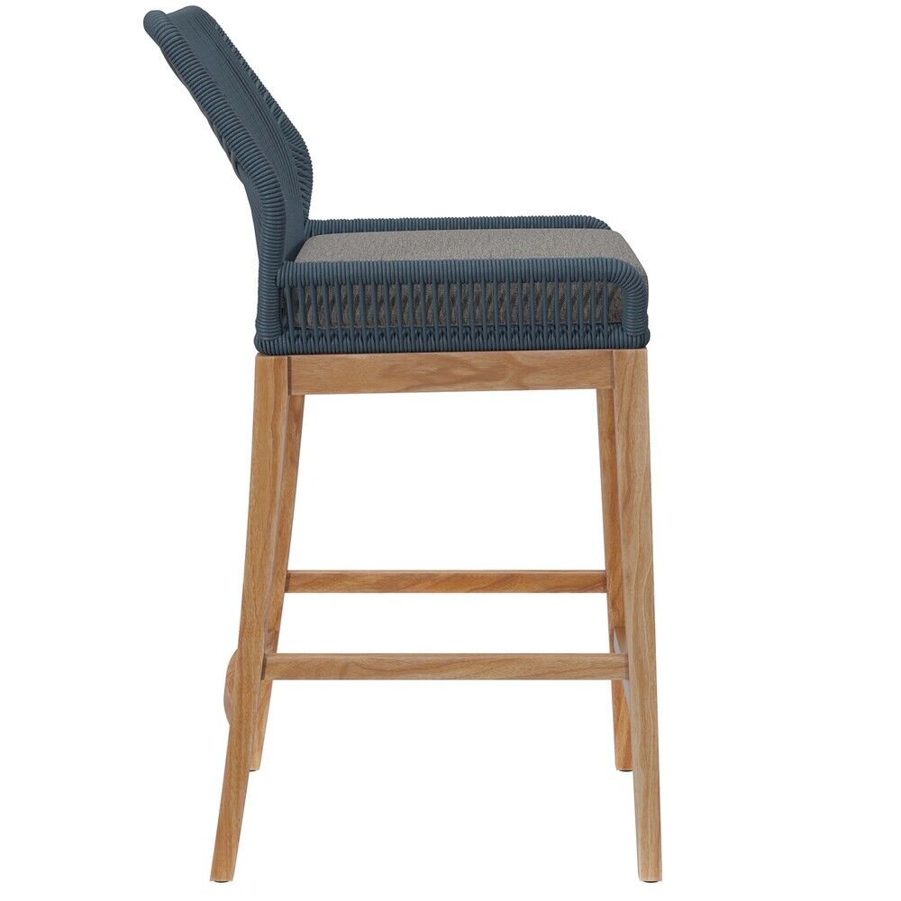 Wellspring Outdoor Patio Teak Wood Bar Stool in Blue Graphite by Modway - Image 3