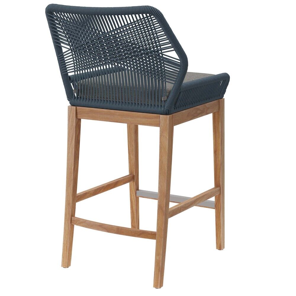 Wellspring Outdoor Patio Teak Wood Bar Stool in Blue Graphite by Modway - Image 4