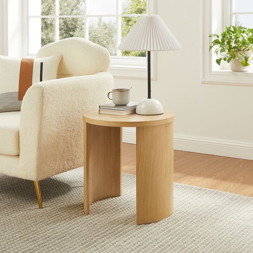 Aspect Round Wood End Table in Oak by Modway - Image 8