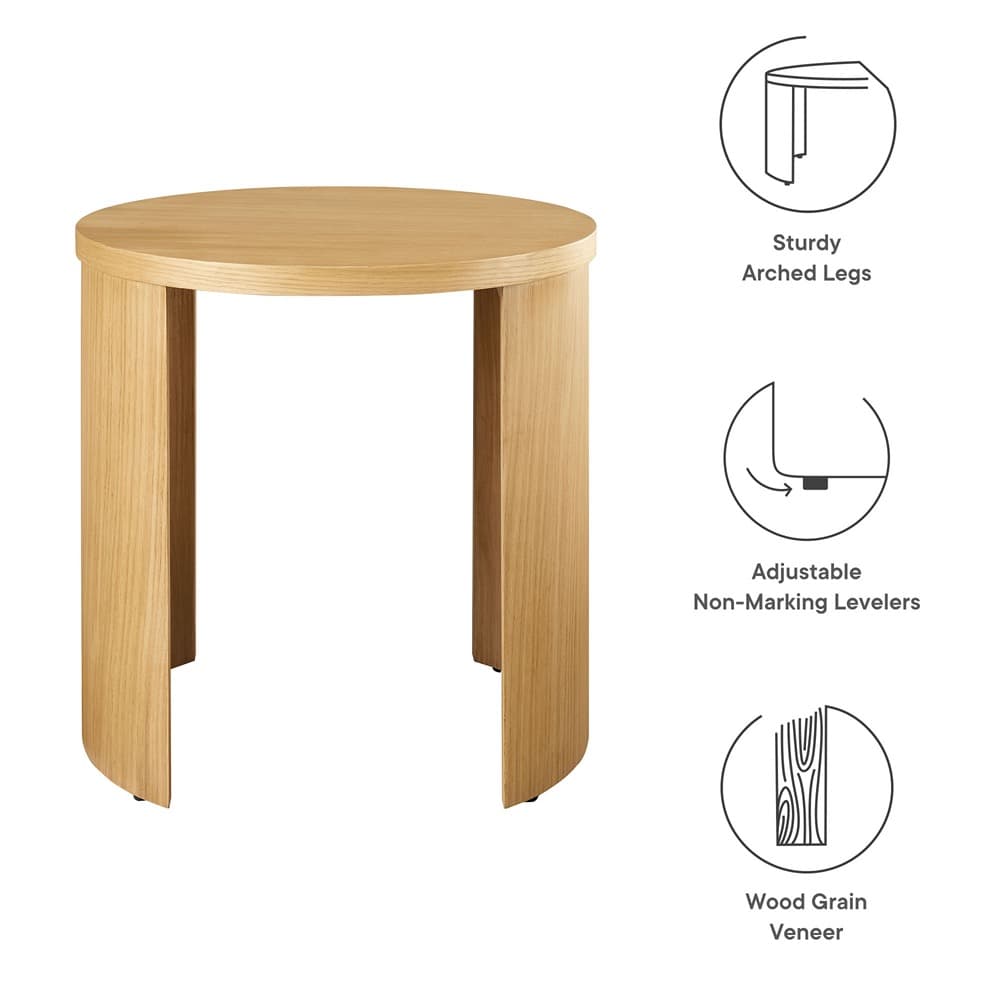 Aspect Round Wood End Table in Oak by Modway - Image 2