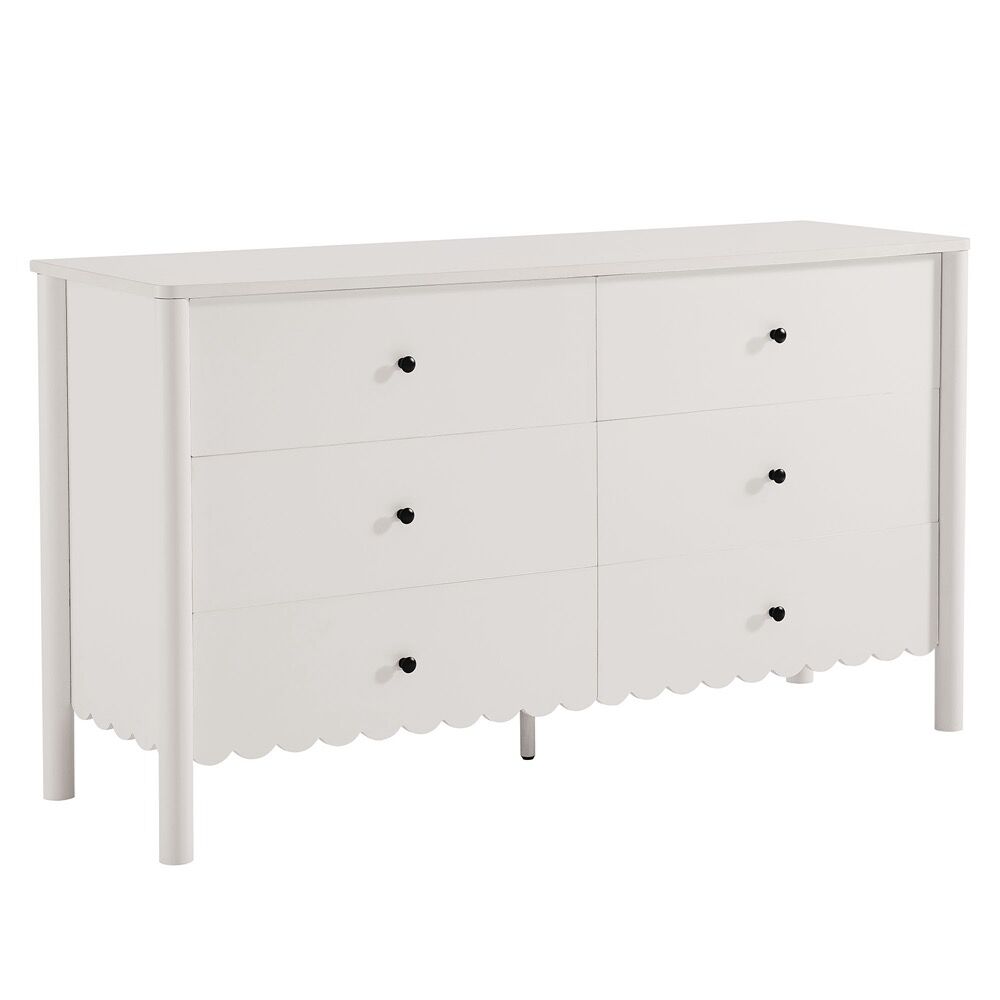 Emmeline Scalloped 6-Drawer Dresser in White by Modway