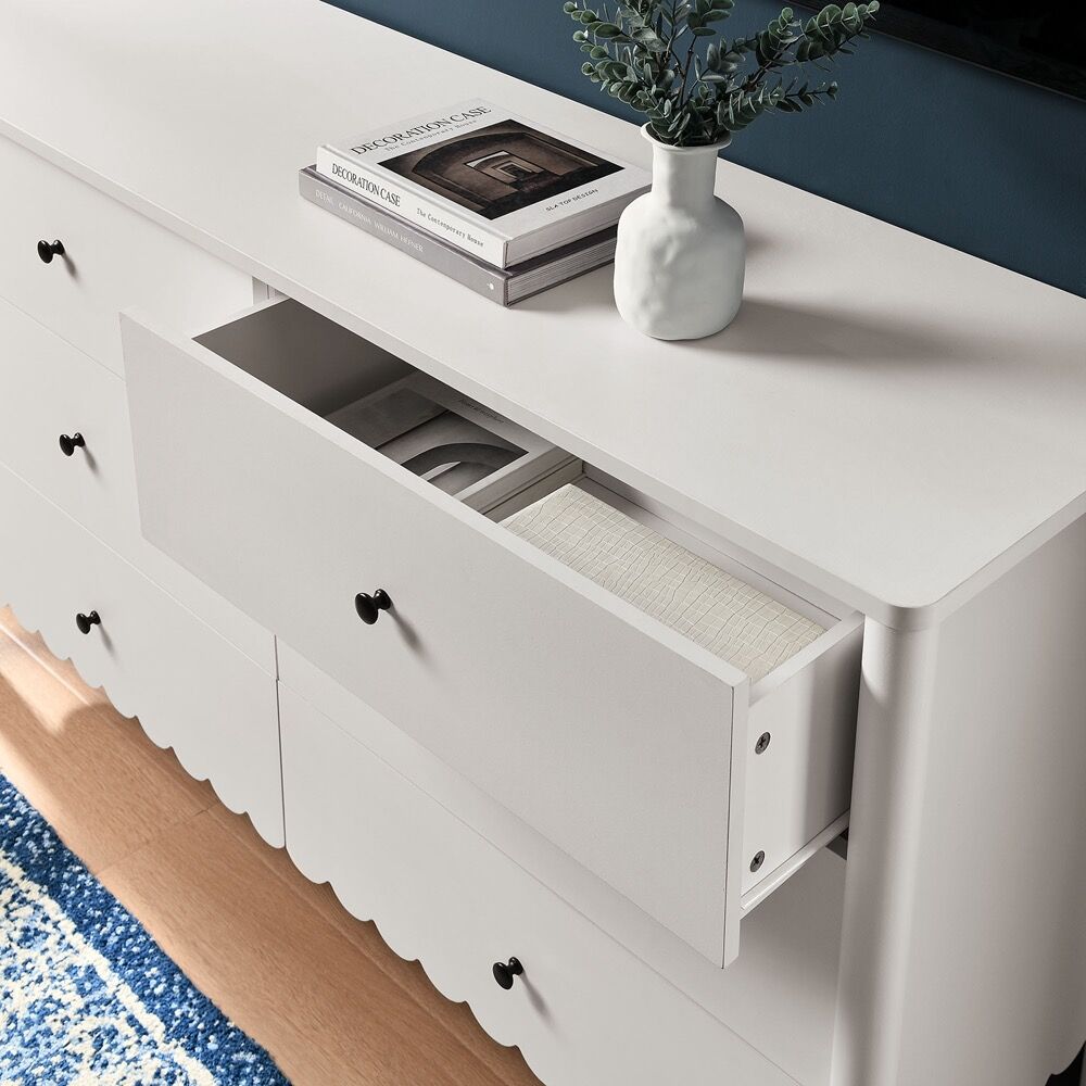 Emmeline Scalloped 6-Drawer Dresser in White by Modway - Image 10
