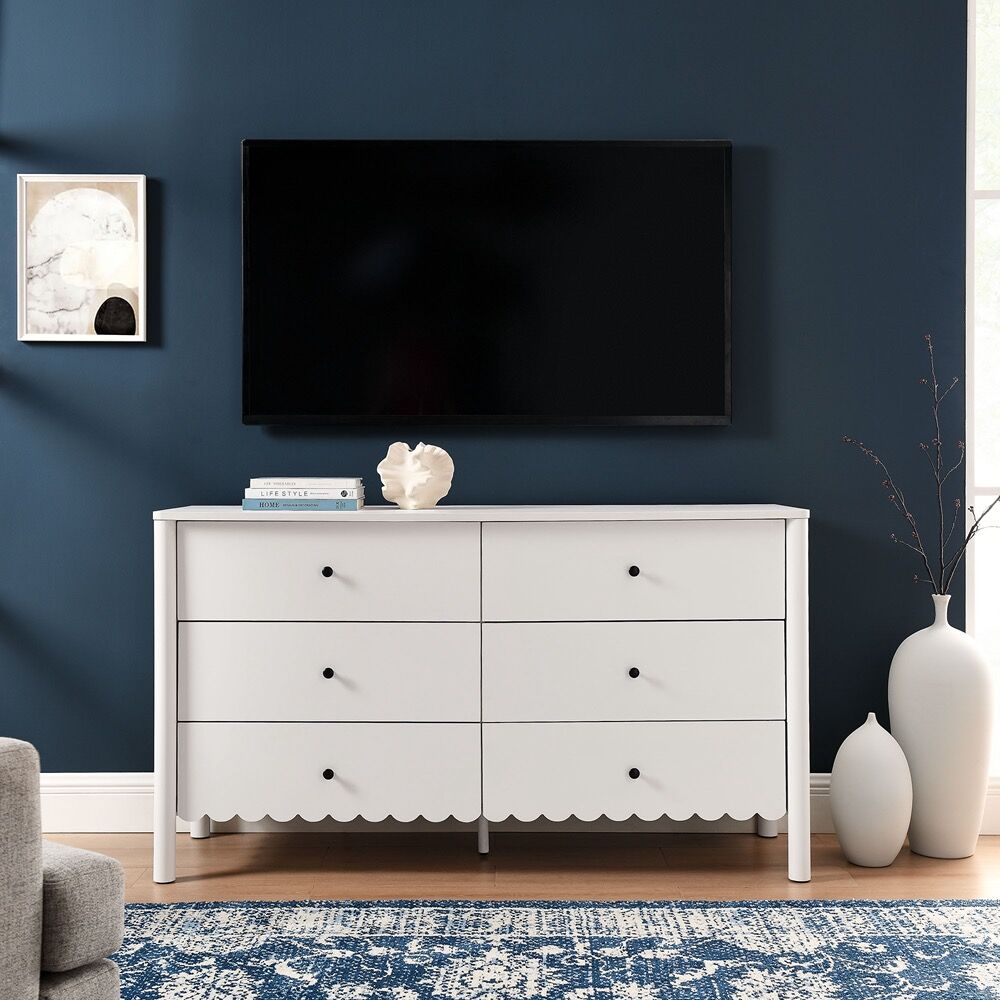 Emmeline Scalloped 6-Drawer Dresser in White by Modway - Image 9