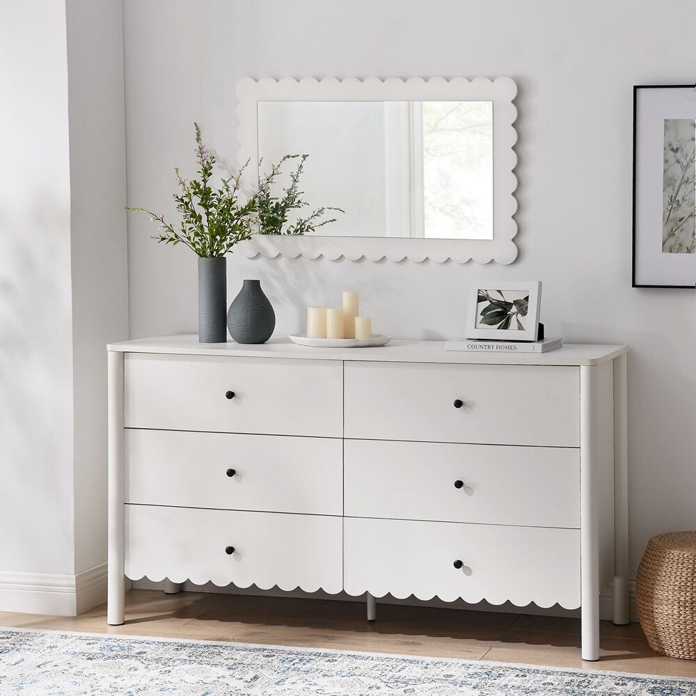 Emmeline Scalloped 6-Drawer Dresser in White by Modway - Image 8