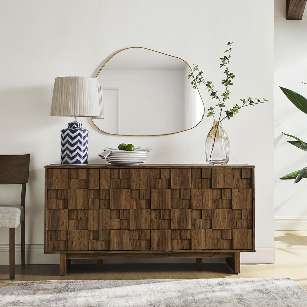Owen 59 Inch 4 Door Geometric Sideboard in Walnut by Modway - Image 9
