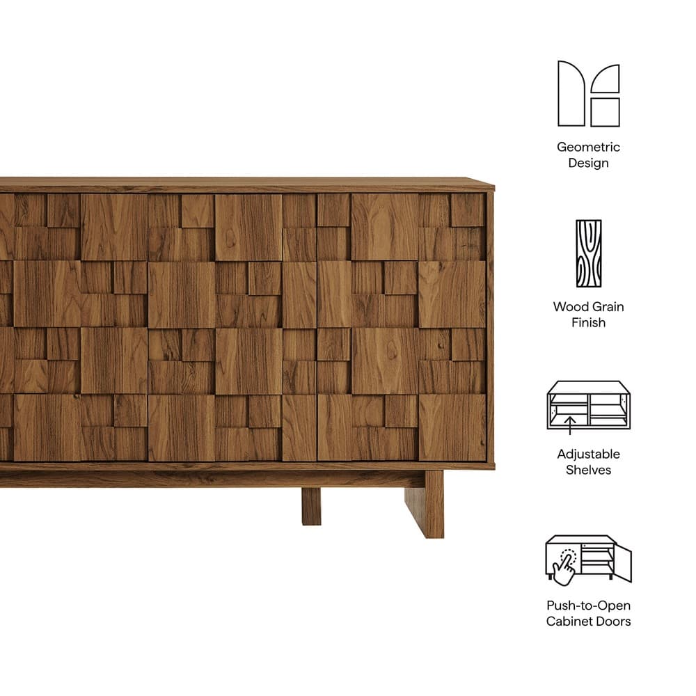 Owen 59 Inch 4 Door Geometric Sideboard in Walnut by Modway - Image 3