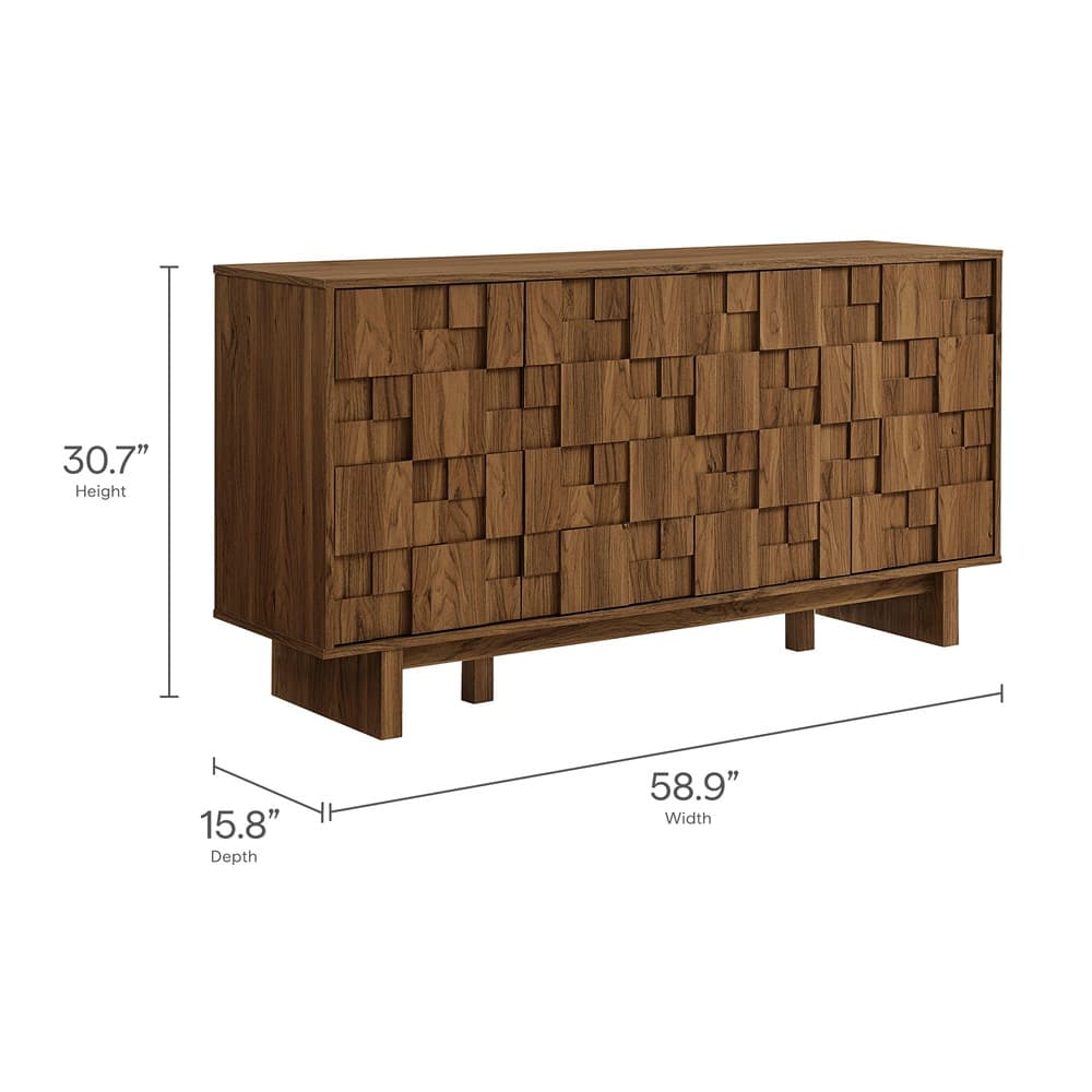 Owen 59 Inch 4 Door Geometric Sideboard in Walnut by Modway - Image 2