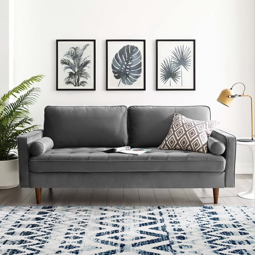 Valour Performance Velvet Sofa in Gray by Modway - Image 7