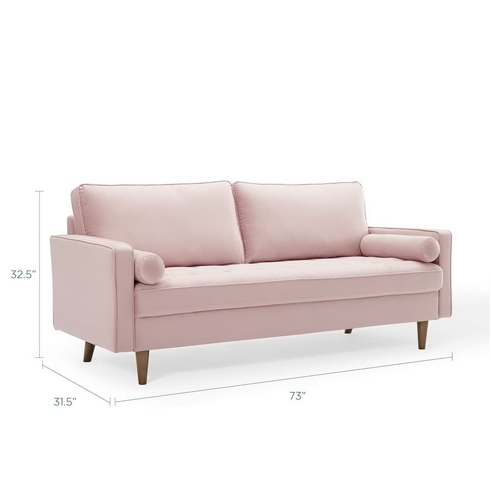 Valour Performance Velvet Sofa in Pink by Modway - Image 3