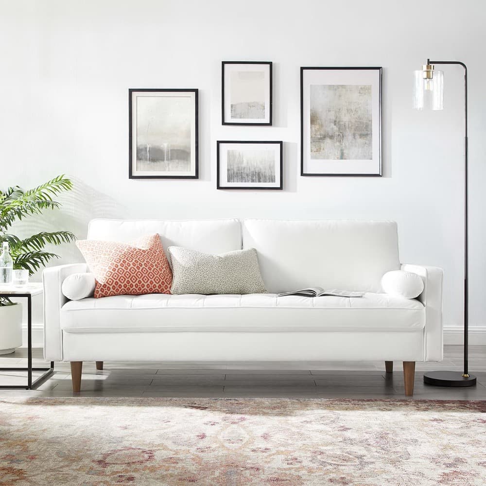Valour Performance Velvet Sofa in White by Modway - Image 8