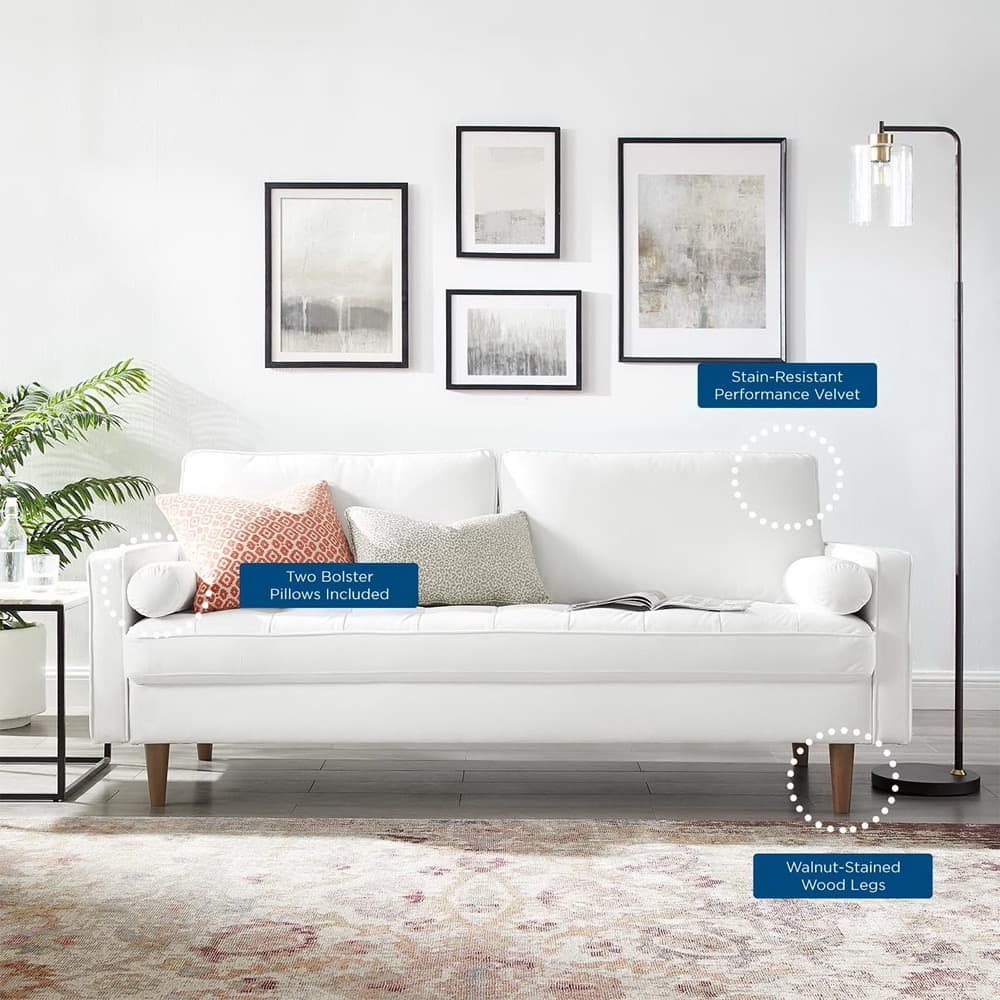 Valour Performance Velvet Sofa in White by Modway - Image 9