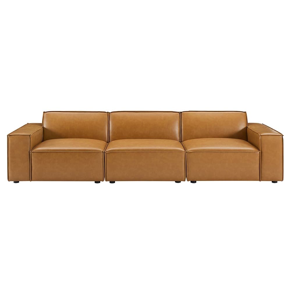 Restore 3-Piece Vegan Leather Sofa in Tan by Modway - Image 2
