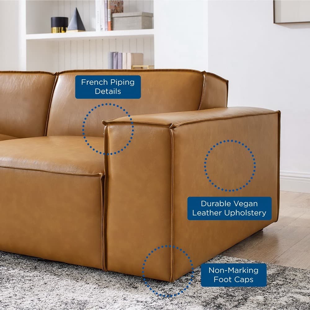 Restore 4-Piece Vegan Leather Sofa in Tan by Modway - Image 13