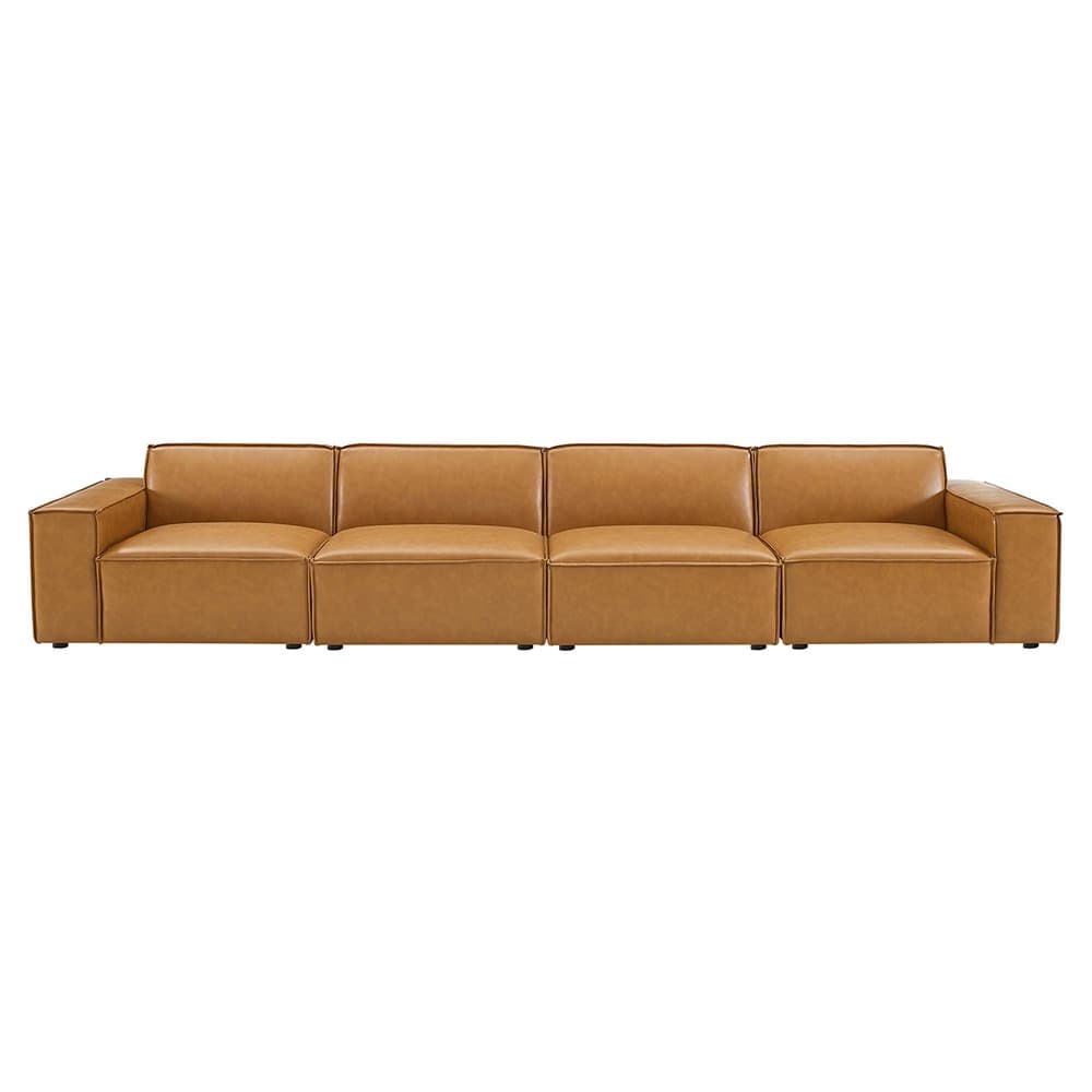Restore 4-Piece Vegan Leather Sofa in Tan by Modway - Image 2