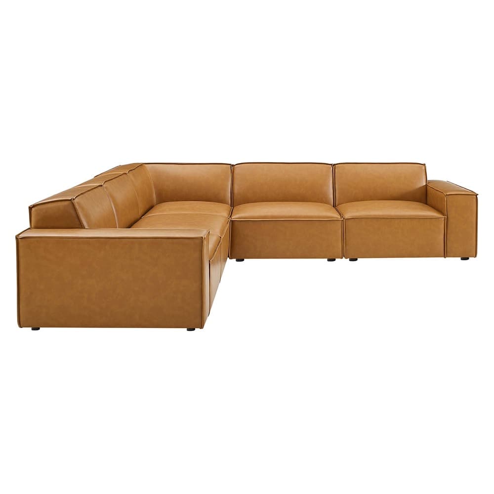 Restore 5-Piece Vegan Leather Sectional Sofa in Tan by Modway - Image 2