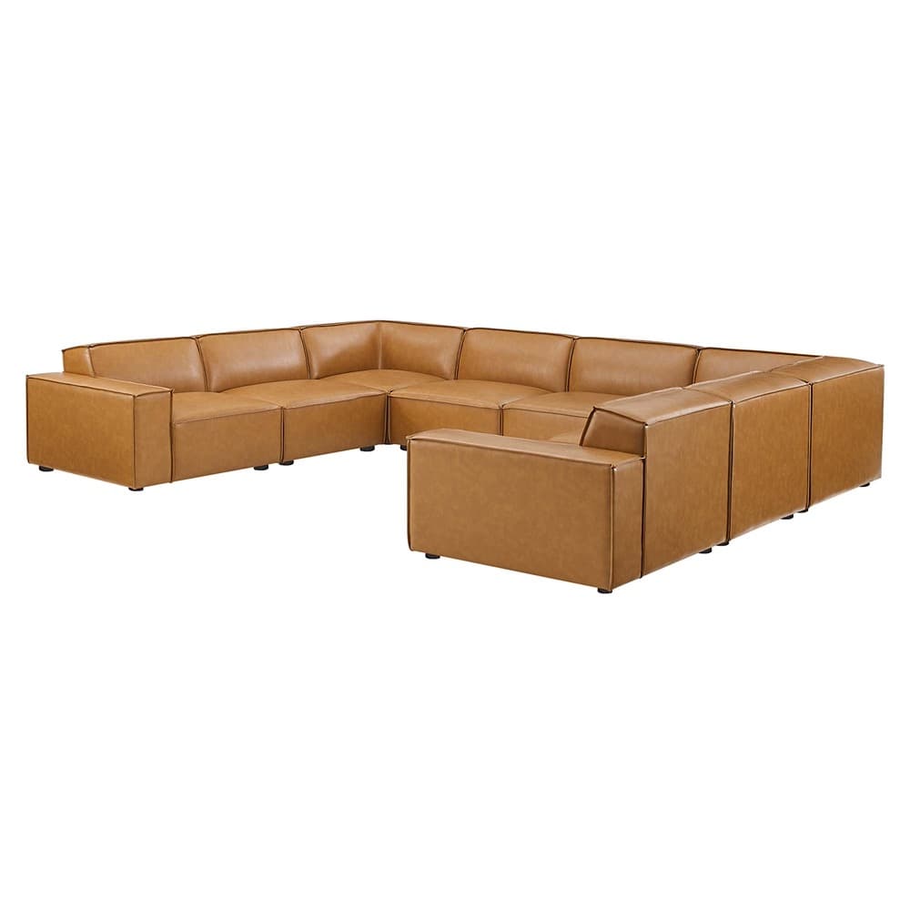 Restore 8-Piece Vegan Leather Sectional Sofa in Tan by Modway