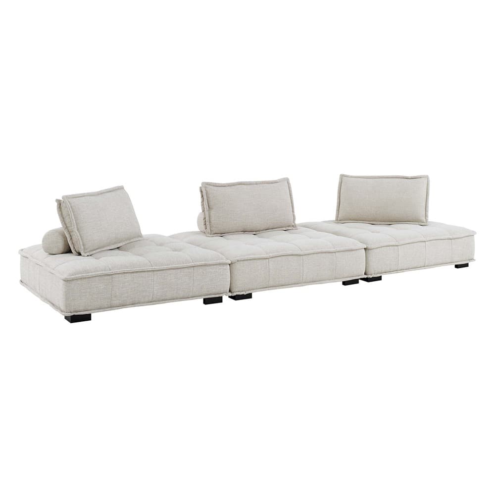 Saunter 3-Piece Tufted Fabric Fabric Sofa in Beige by Modway