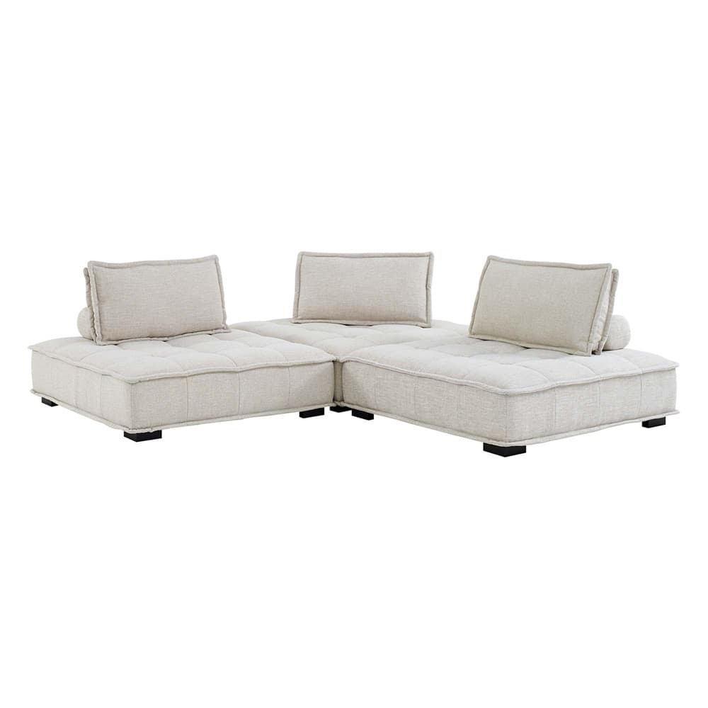 Saunter 3-Piece Tufted Fabric Fabric Sofa in Beige by Modway - Image 4