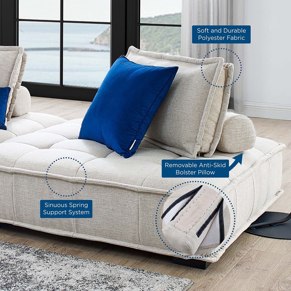 Saunter 3-Piece Tufted Fabric Fabric Sofa in Beige by Modway - Image 10