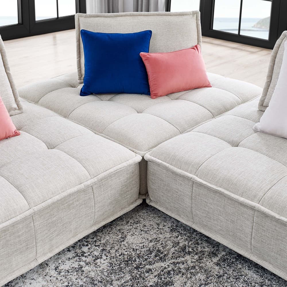 Saunter 3-Piece Tufted Fabric Fabric Sofa in Beige by Modway - Image 8