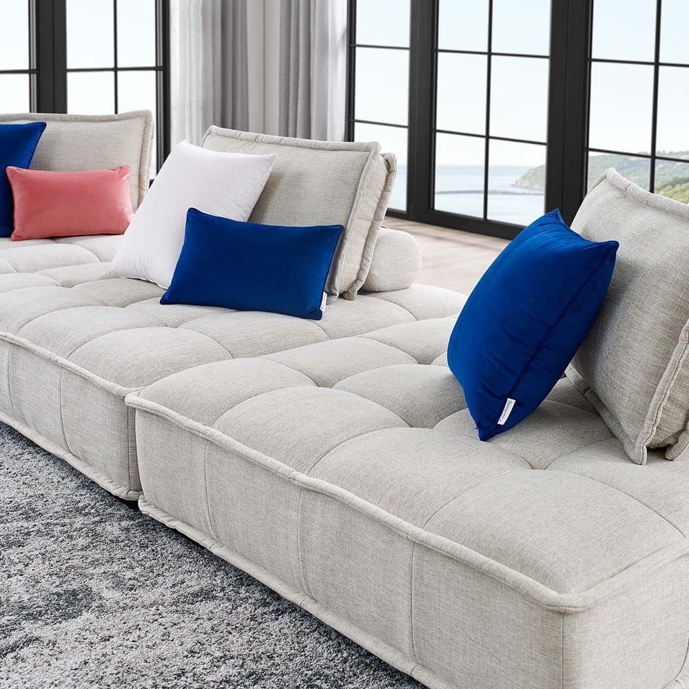 Saunter 3-Piece Tufted Fabric Fabric Sofa in Beige by Modway - Image 9