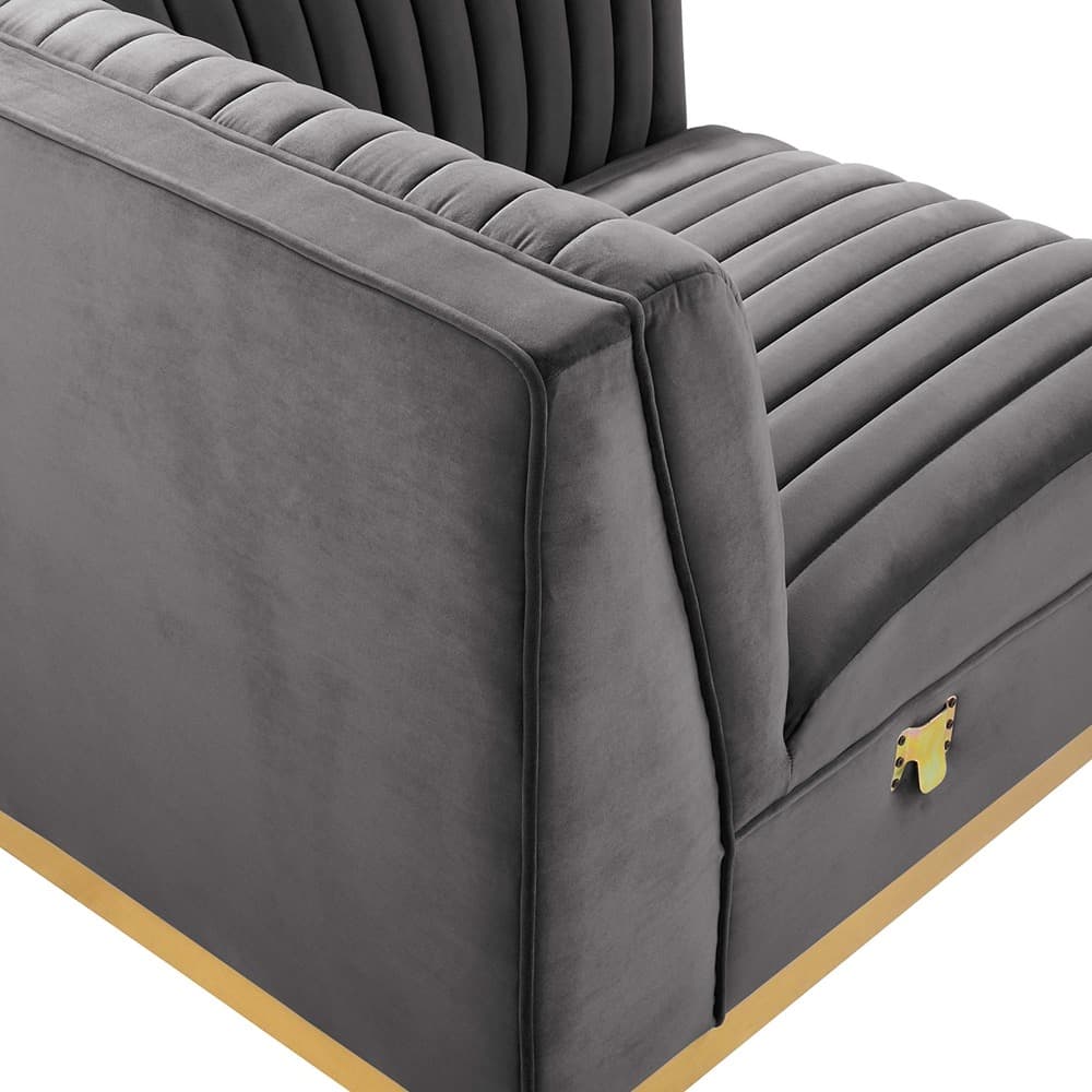 Sanguine Channel Tufted Performance Velvet Modular Sectional Sofa Right Corner Chair in Gray by Modway - Image 6