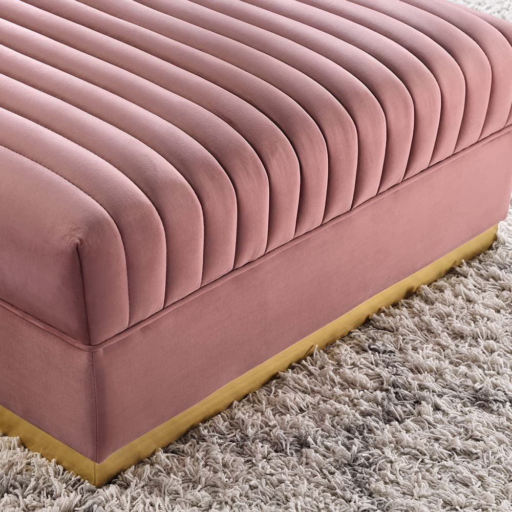 Sanguine Channel Tufted Performance Velvet Modular Sectional Sofa Ottoman in Dusty Rose by Modway - Image 6