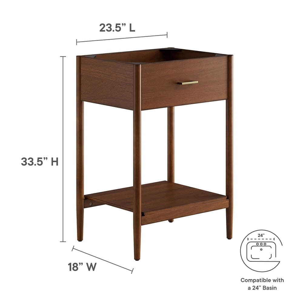Zaire 24" Bathroom Vanity Cabinet (Sink Basin Not Included) in Walnut by Modway - Image 3