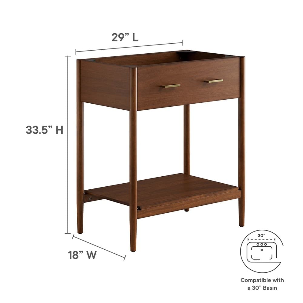 Zaire 30" Bathroom Vanity Cabinet (Sink Basin Not Included) in Walnut by Modway - Image 3